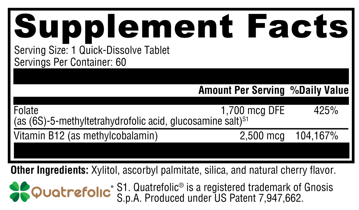 5-MTHF Plus B12 Cherry 60 Tablets