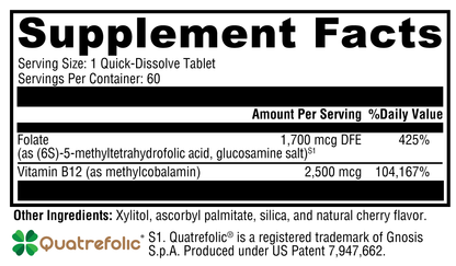 5-MTHF Plus B12 Cherry 60 Tablets