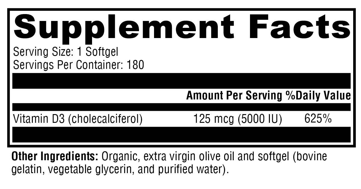 D3 5000 180 Softgels