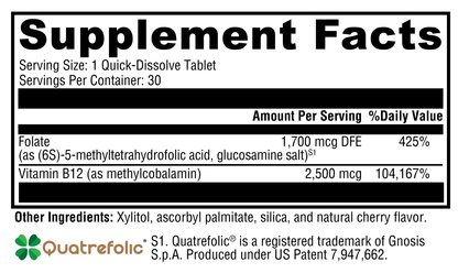5-MTHF Plus B12 Cherry 30 Tablets