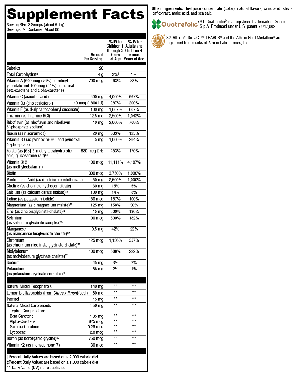 ActivNutrients® without Copper & Iron Multivitamin Powder Fruit Punch 60 Servings