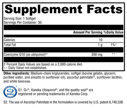 CoQmax™ Ubiquinol 200 mg 30 Softgels