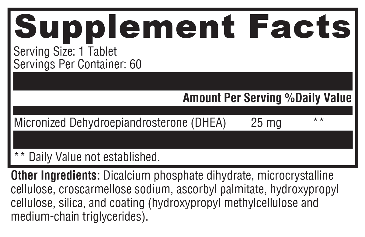 DHEA Micronized 25mg 60 Tablets