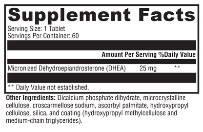DHEA Micronized 25mg 60 Tablets