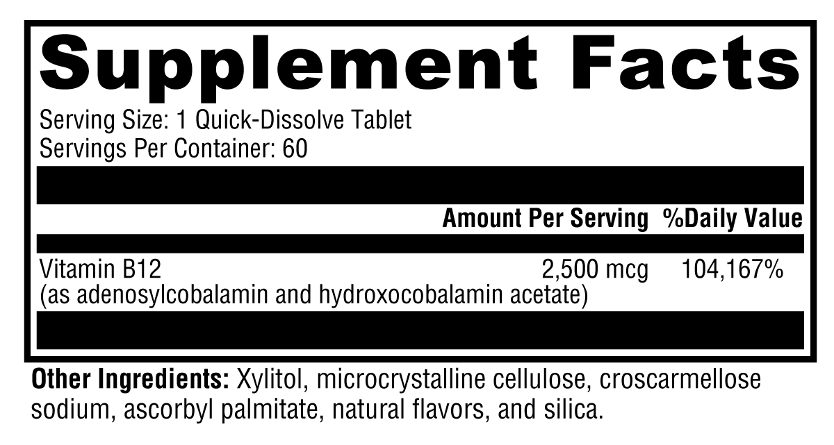 Adeno+Hydroxo B12 Natural Fruit Punch Flavor 60 Tablets