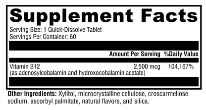 Adeno+Hydroxo B12 Natural Fruit Punch Flavor 60 Tablets