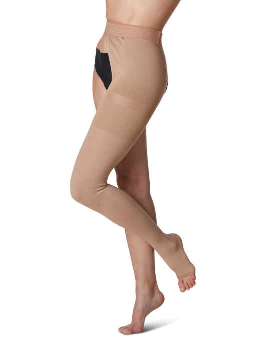 Women's Natural Rubber Thigh-High w/Waist Attachment Open-Toe