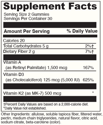 ADK Gummies 60 ct Supplement Facts
