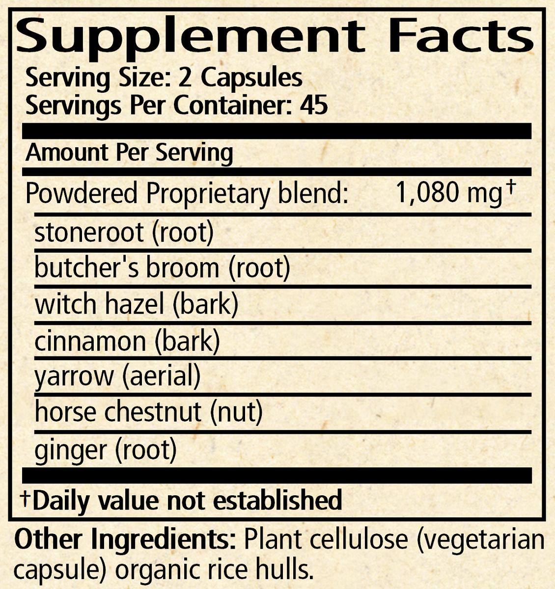 Bottom's Up Capsules 90 Capsules Supplement Facts