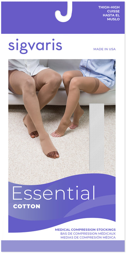 Women's Essential Cotton Thigh-High Open-Toe