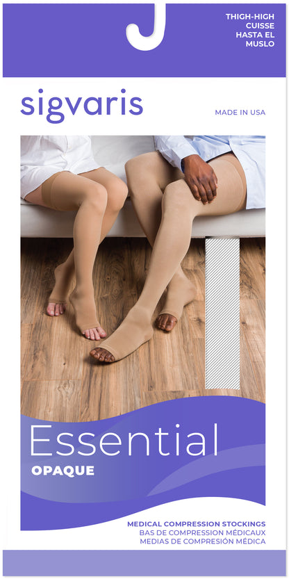 Women's Essential Opaque Thigh-High Open-Toe