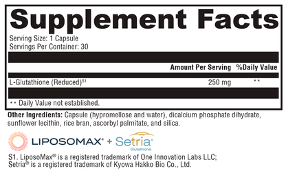 Liposomal Glutathione 30 Capsules Supplement Facts
