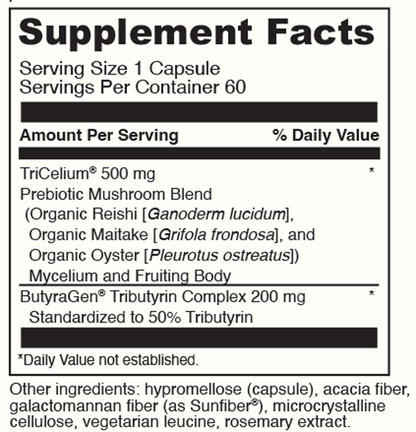 Prebiotic Mushroom Blend 60 Capsules Supplement Facts