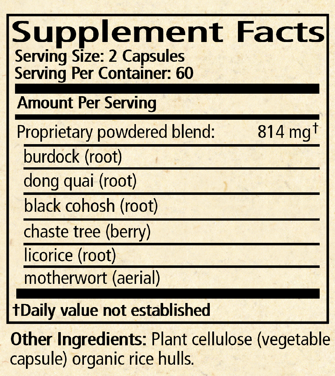 Women's Menocaps 120 Capsules Supplement Facts