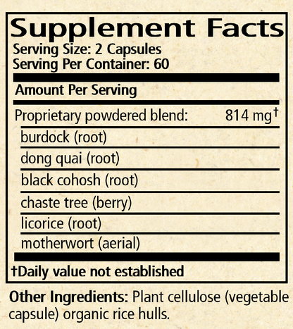 Women's Menocaps 120 Capsules Supplement Facts