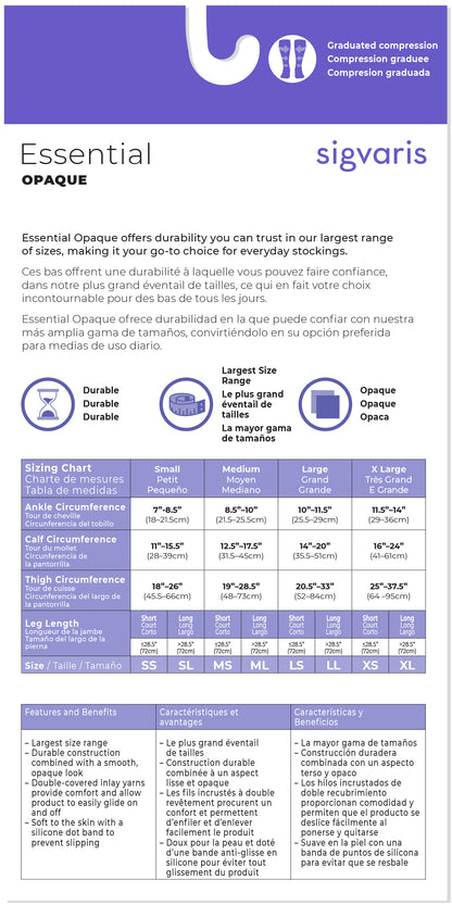 Women's Essential Opaque Thigh-High with Waist Attachment - Left Leg