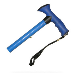 TRAVEL FOLDING CANE WITH COMFY GRIP HANDLE - BLUE