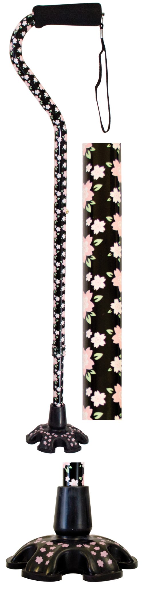 COUTURE OFFSET CANES WITH MATCHING STANDING TIPS IN PINK FLORAL