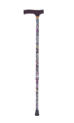 SPRING GARDEN COLLECTION CANE WITH WOOD DERBY HANDLE IN WILDFLOWER