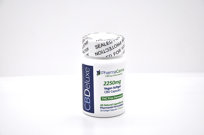 CBDeluxe 2250, Vegan Soft Gel 75mg Caps - THC Free